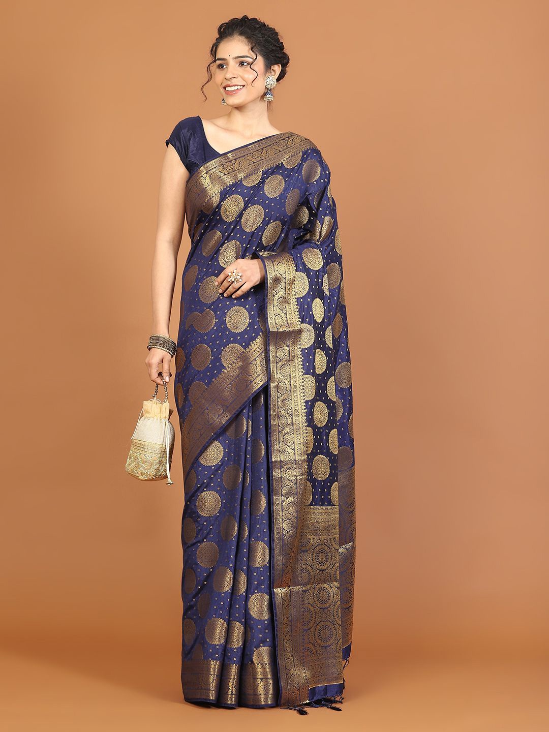 

Meena Bazaar Art Silk Saree, Navy blue