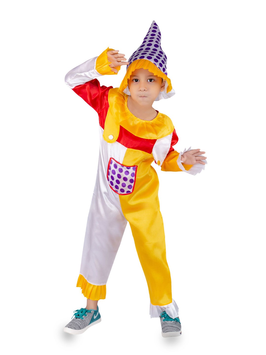 

Smuktar garments Unisex Kids Colourblocked Jocker Costume Set, White