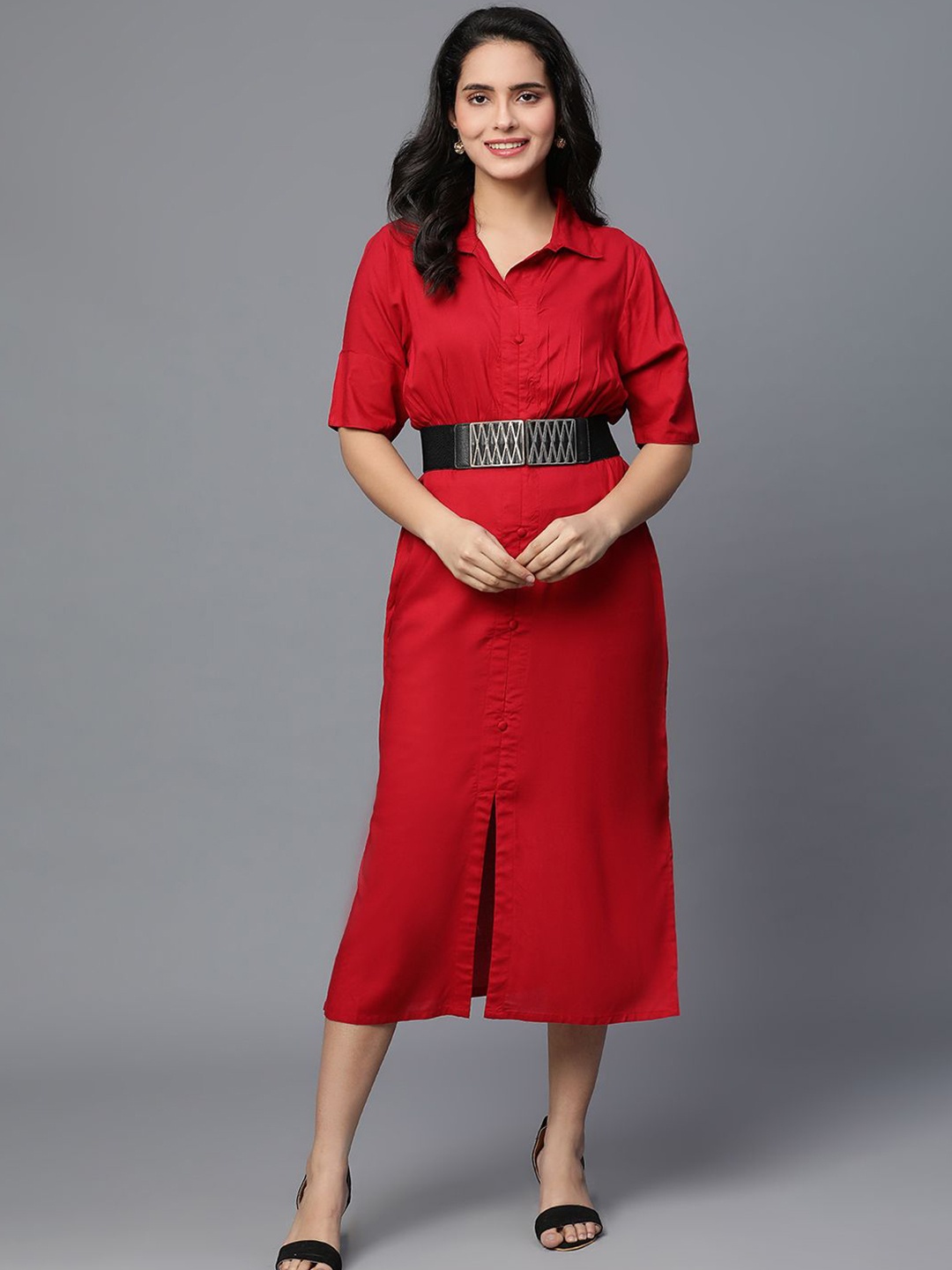 

VEGAL Women Fit & Flare Dress, Red