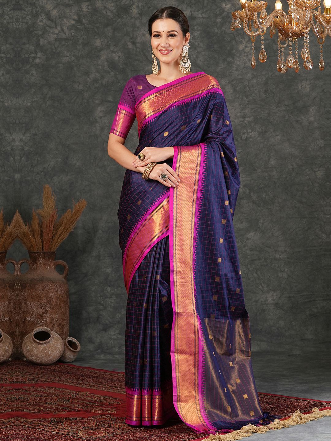 

Mitera Woven Design Zari Banarasi Saree, Blue