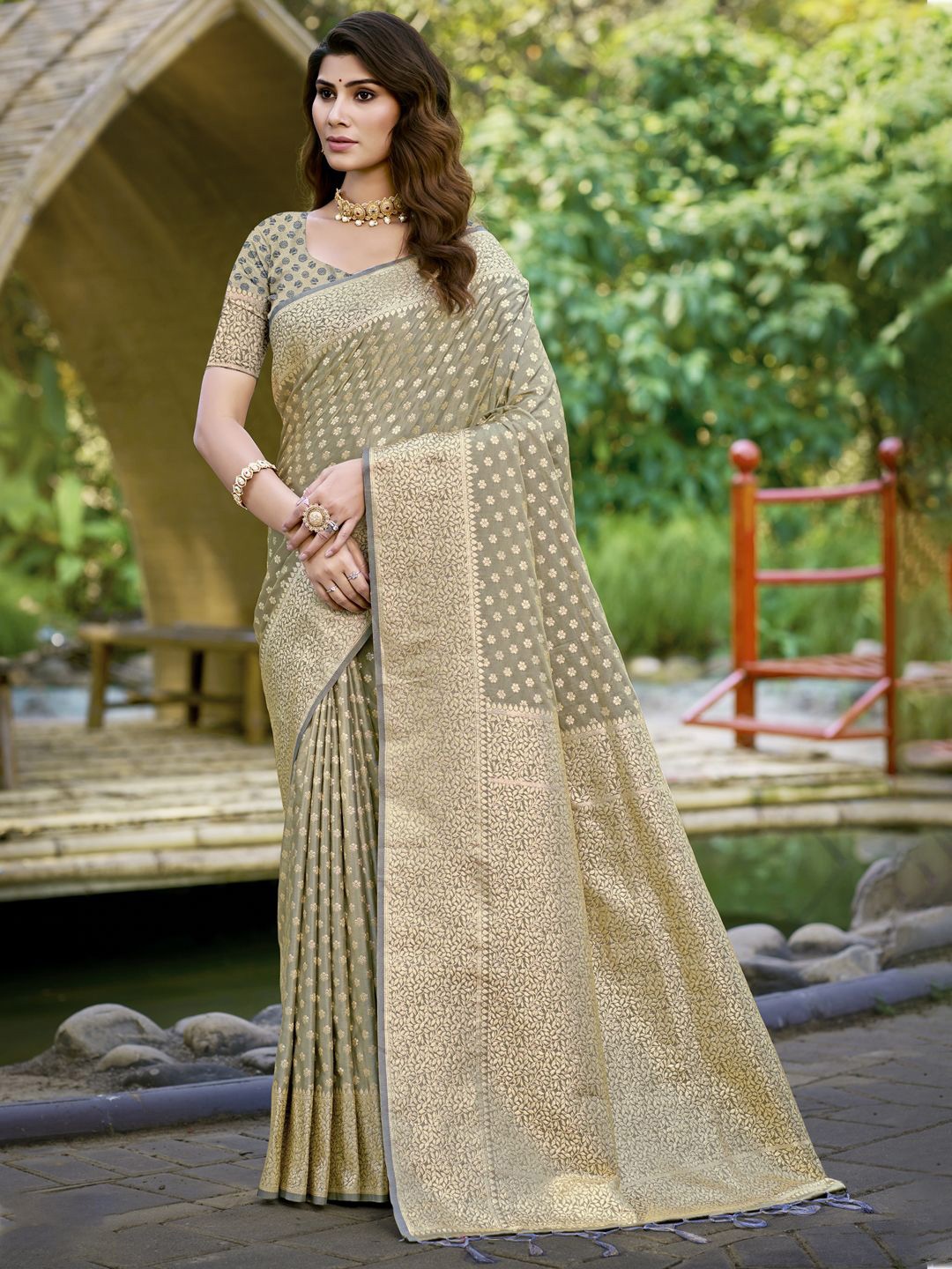 

SANGAM PRINTS Banarasi Saree, Grey