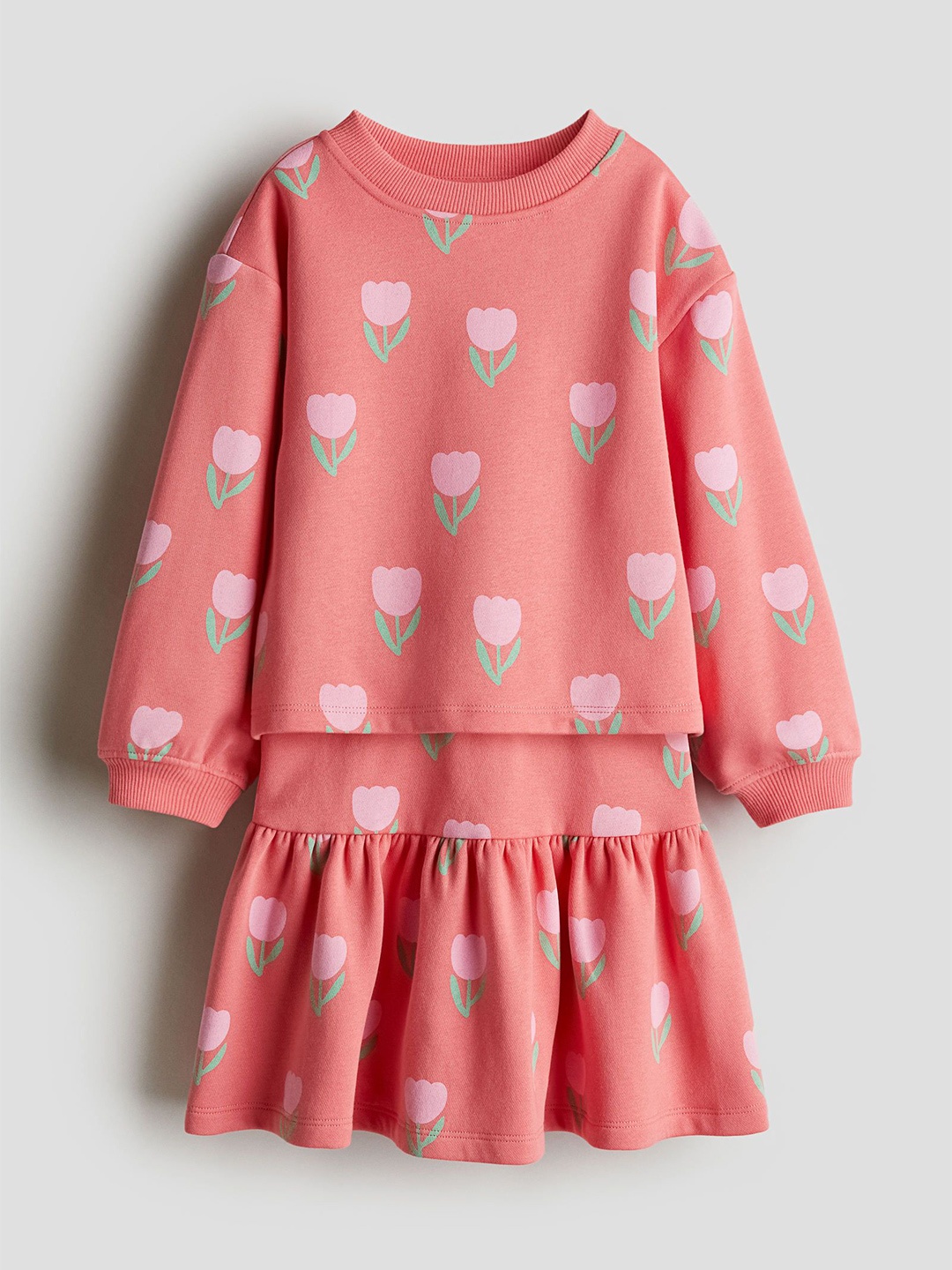 

H&M Girls 2-Piece Sweatshirt And Skirt Set, Pink