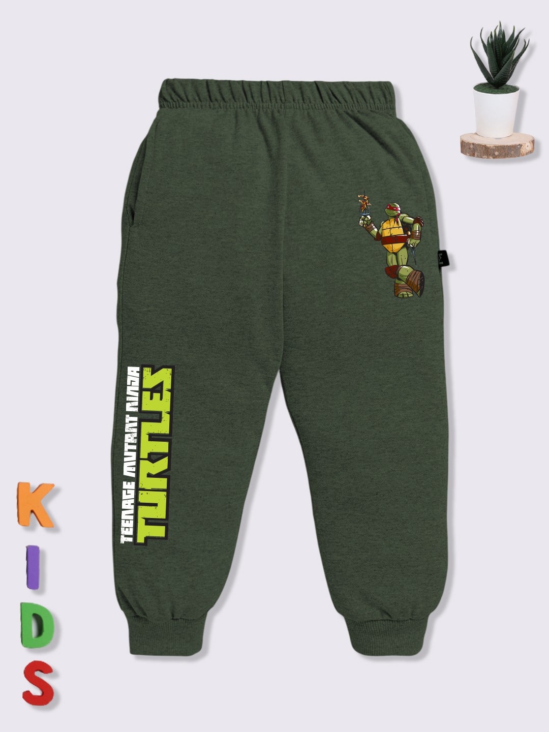 

YK X Minute Mirth Boys Graphic Printed Joggers, Olive