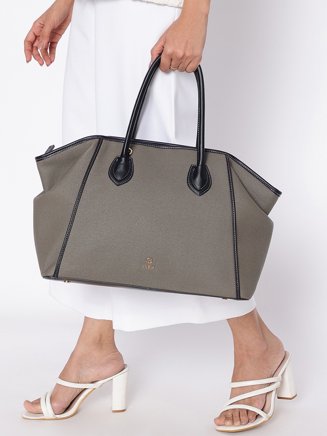 

IRTH Textured Structured Tote Bag, Grey