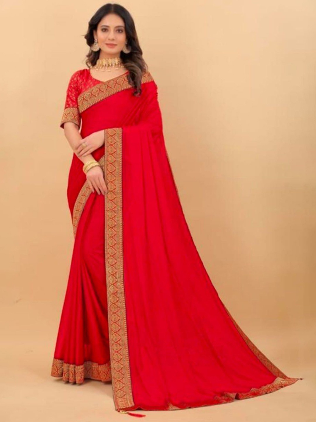 

BAESD Solid Zari Pure Georgette Banarasi Saree, Pink