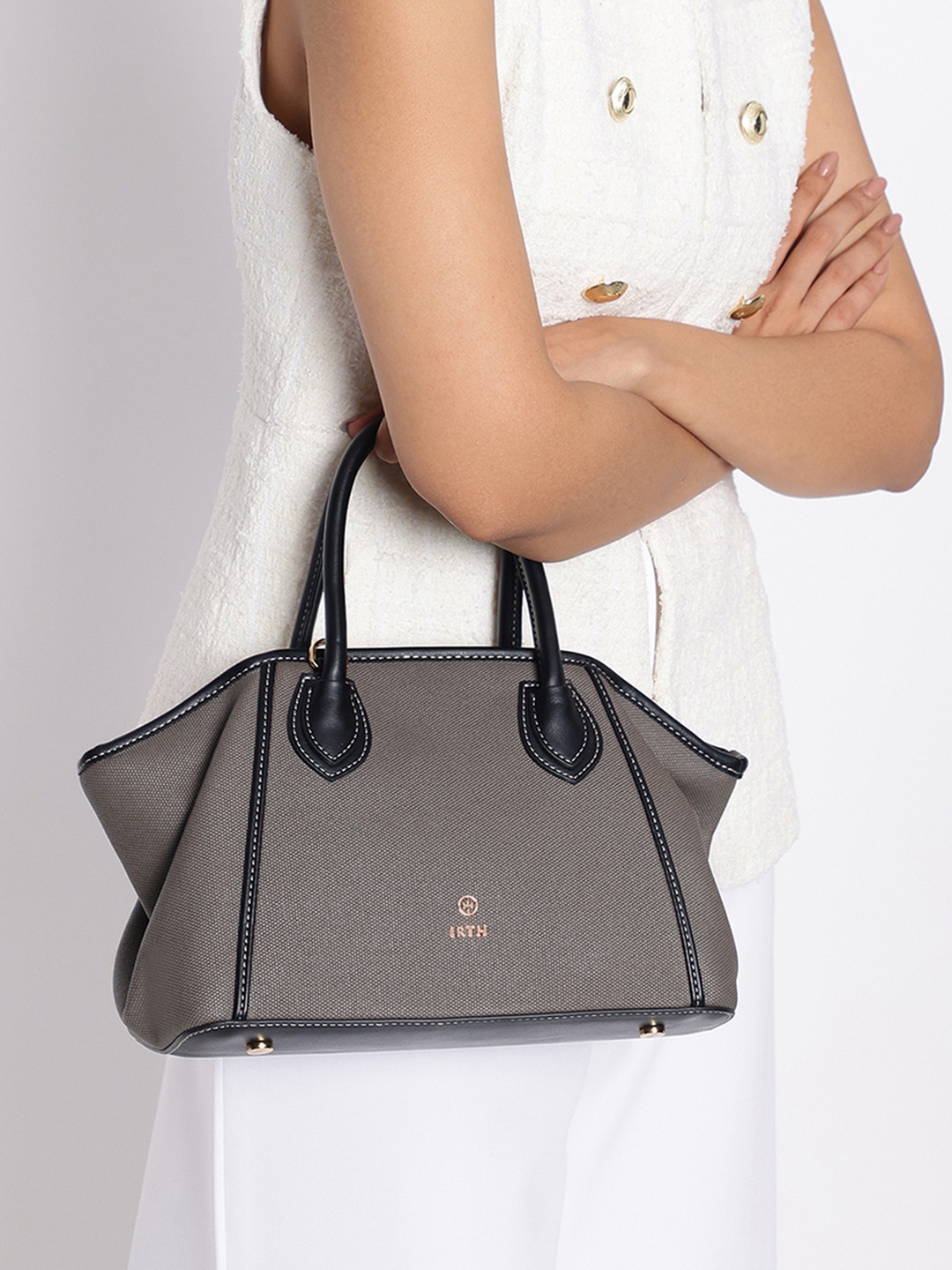 

IRTH Textured Structured Handheld Bag, Grey