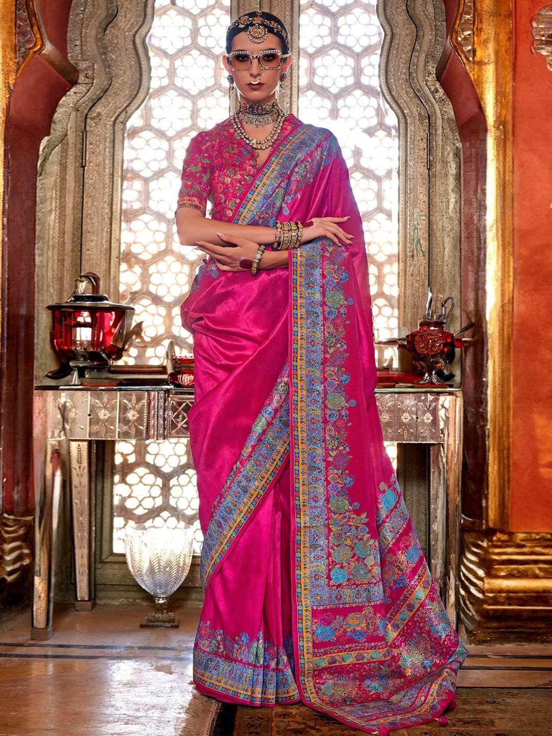 

DEVATITHI Pink Patola Silk Saree