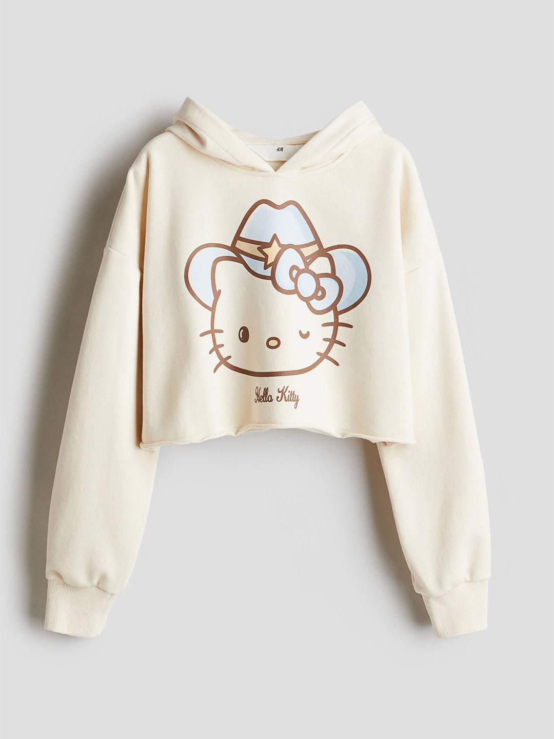 

H&M Cropped Hoodie, White