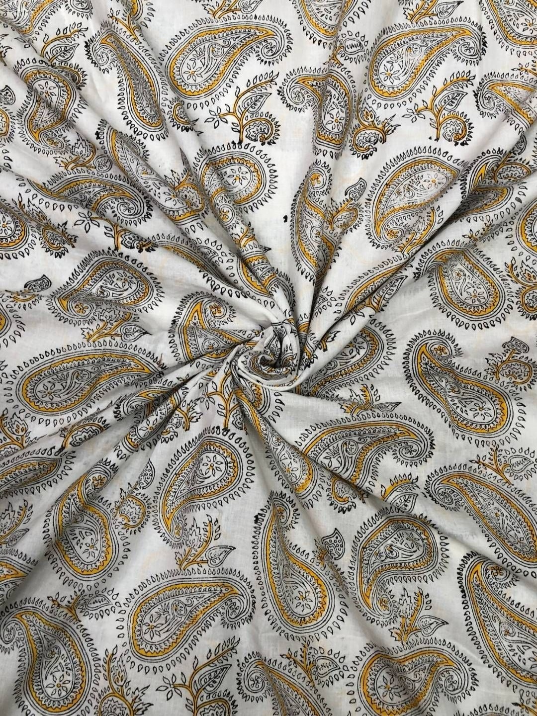 

PALASH Ethnic Motifs Printed Block Technique Pure Cotton Unstitched Dress Material, White