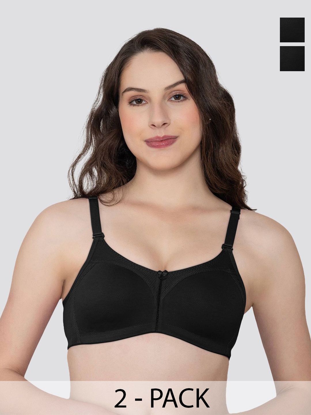 

K LINGERIE Pack of 2 Moody Non Padded Everyday Bra, Black