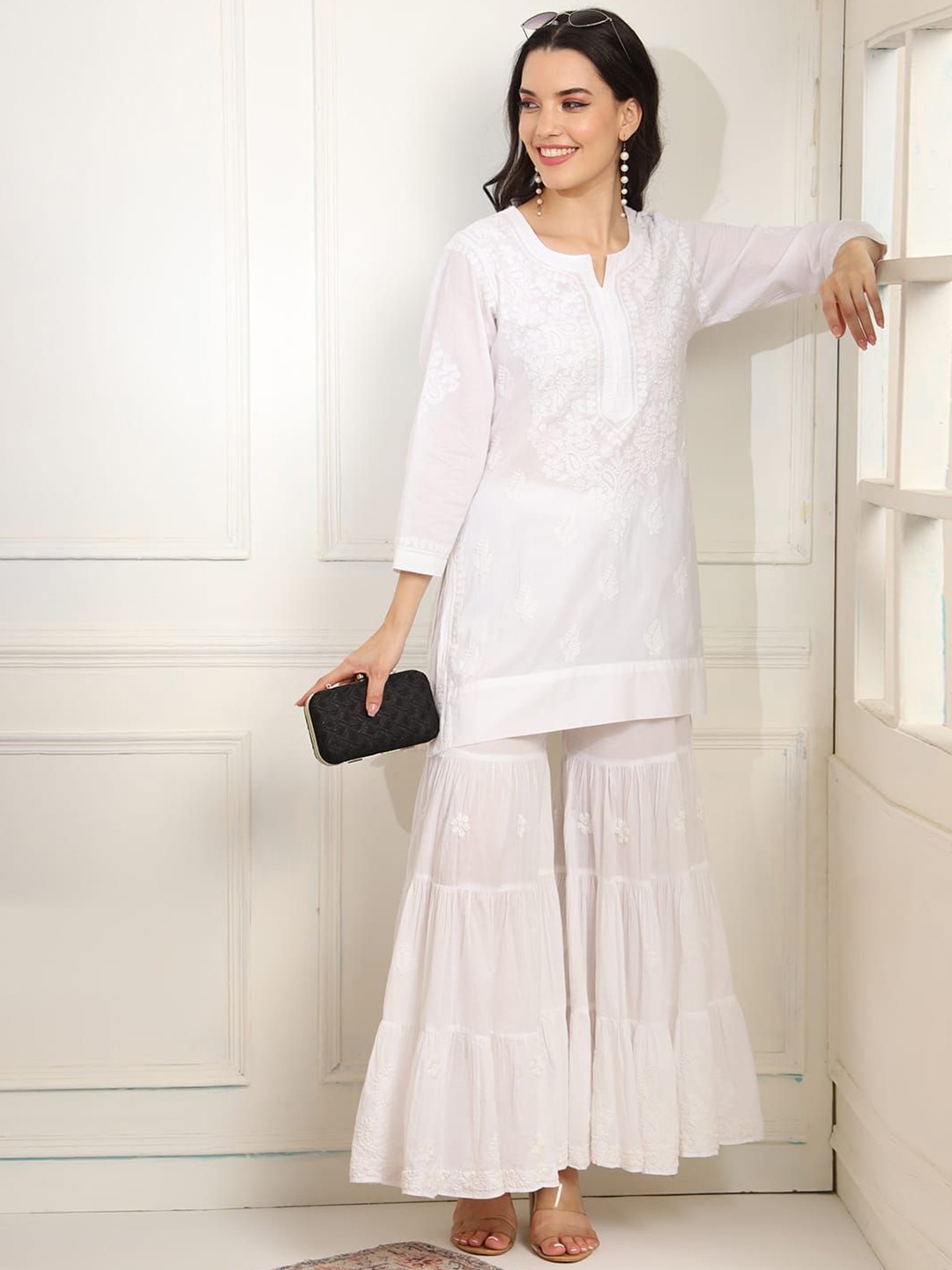 

SUFIZA LIFESTYLE Women Pure Cotton Kurti, White