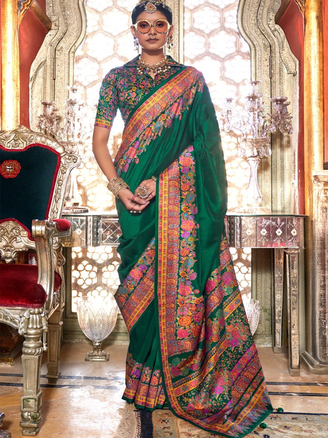 

DEVATITHI Green Patola Silk Saree