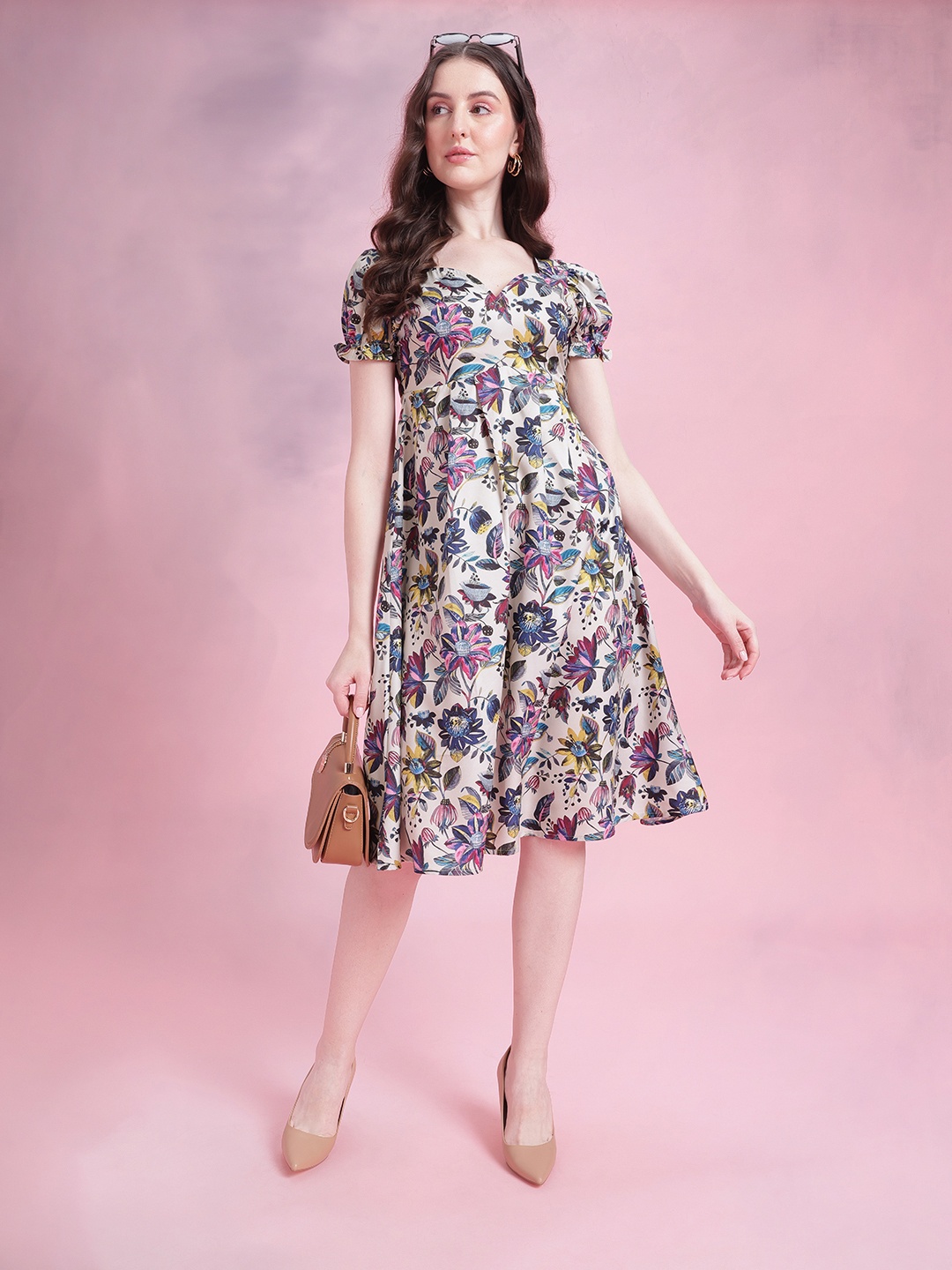 

DressBerry Floral Fit& Flare Dress, Green