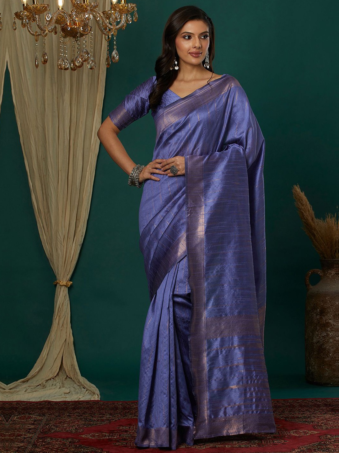 

Mitera Woven Design Banarasi Saree, Lavender