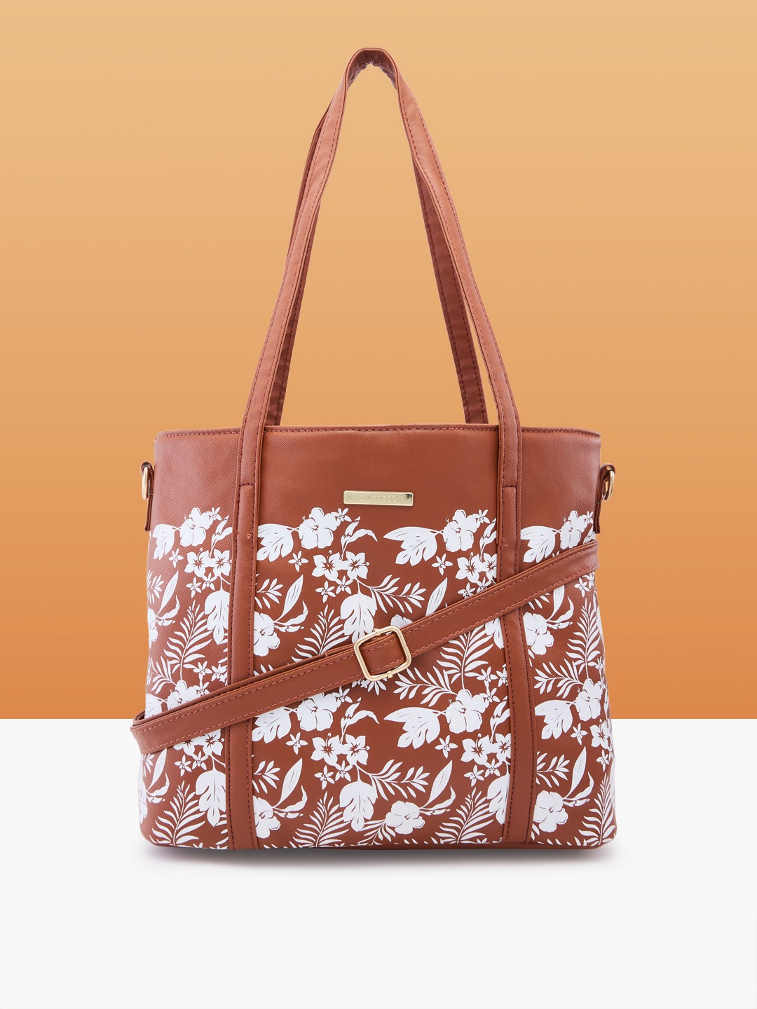 

Caprese Lively Floral Printed Structured Shoulder Bag, Brown