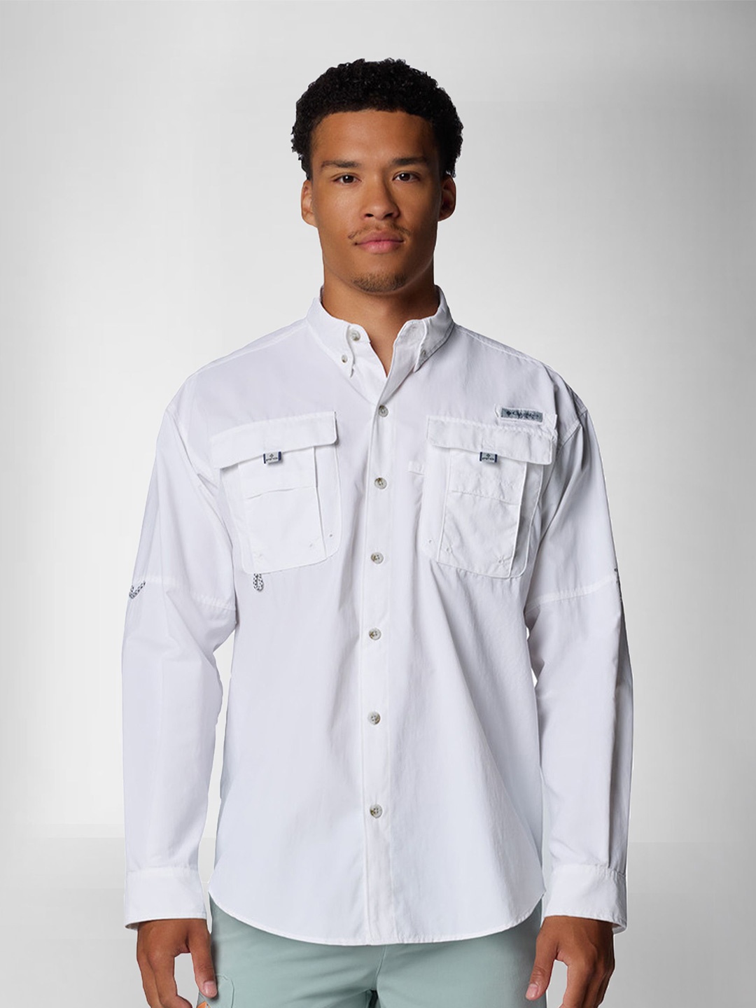 

Columbia Men Classic Button-Down Collar Solid Casual Shirt, White