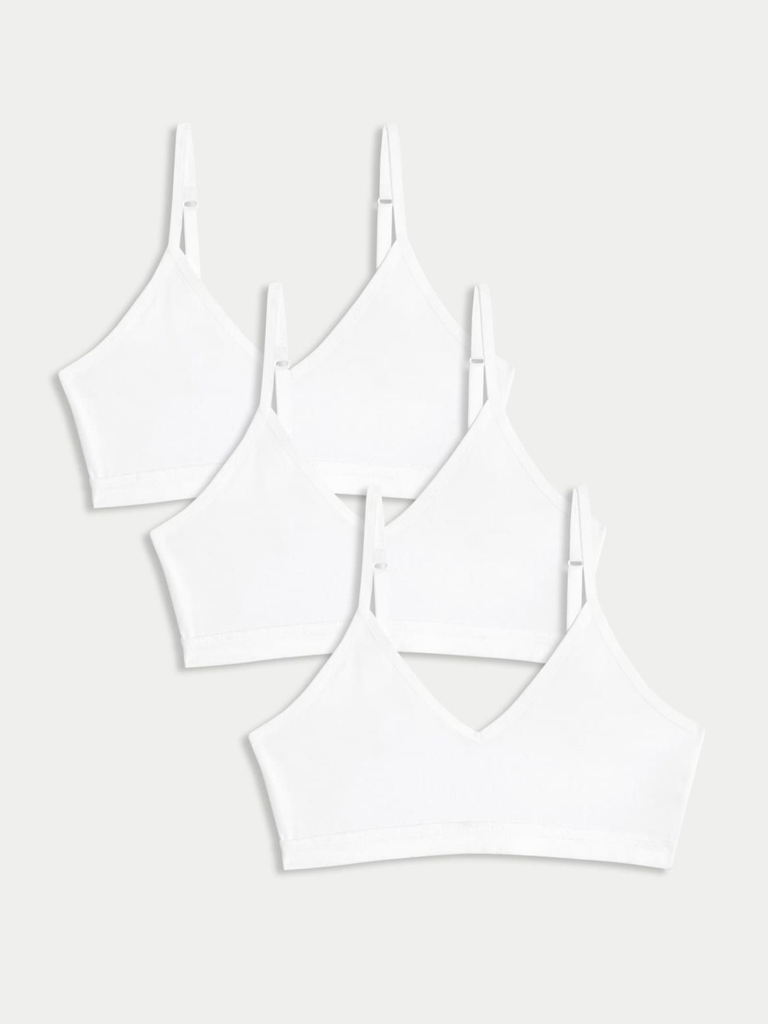 

Marks & Spencer Girls Pack Of 3 Cotton Bralette Crop Top, White