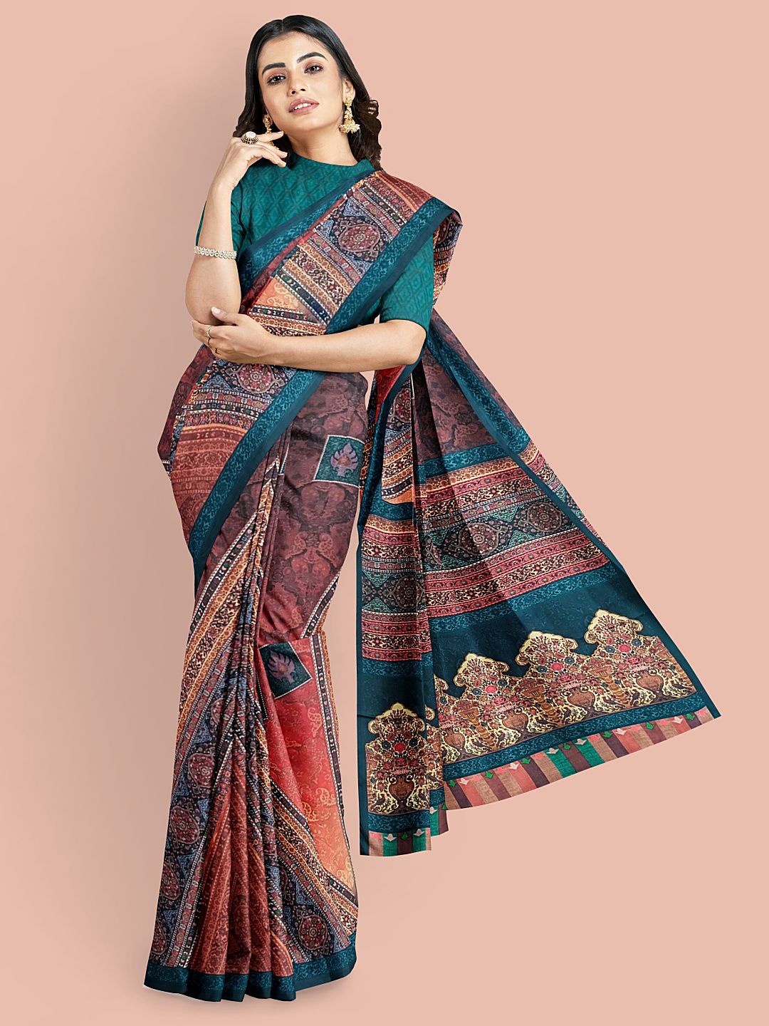 

Avyay Creation Ethnic Motifs Printed Saree, Bronze