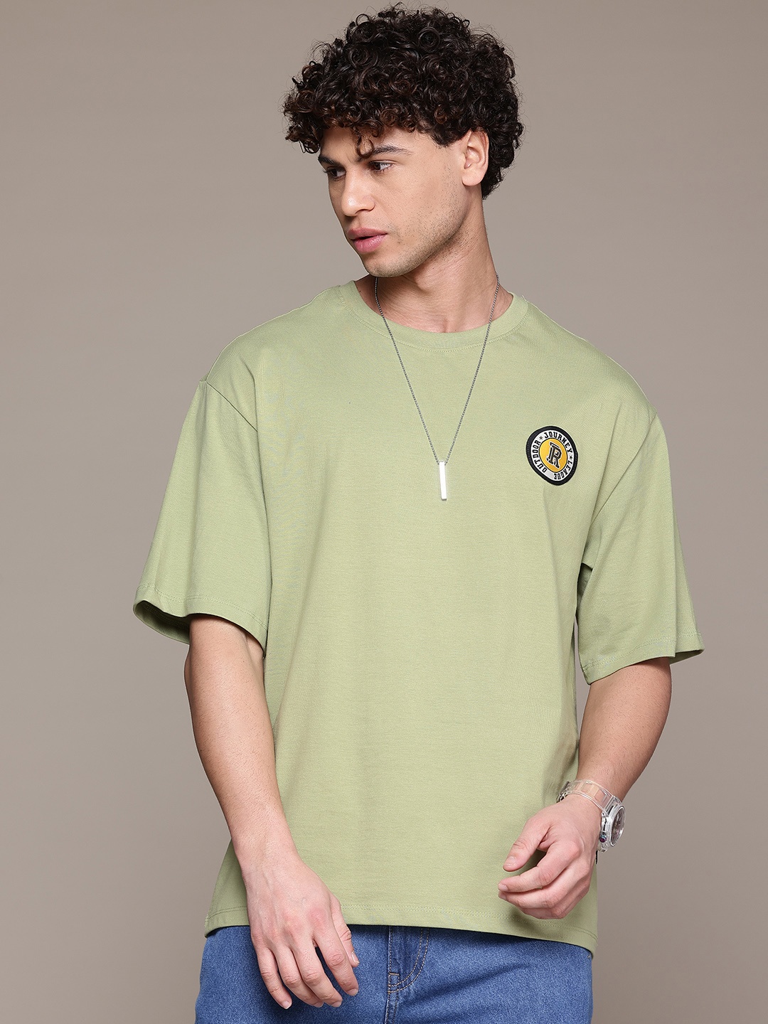 

The Roadster Lifestyle Co. Pure Cotton Relaxed T-shirt, Lime green