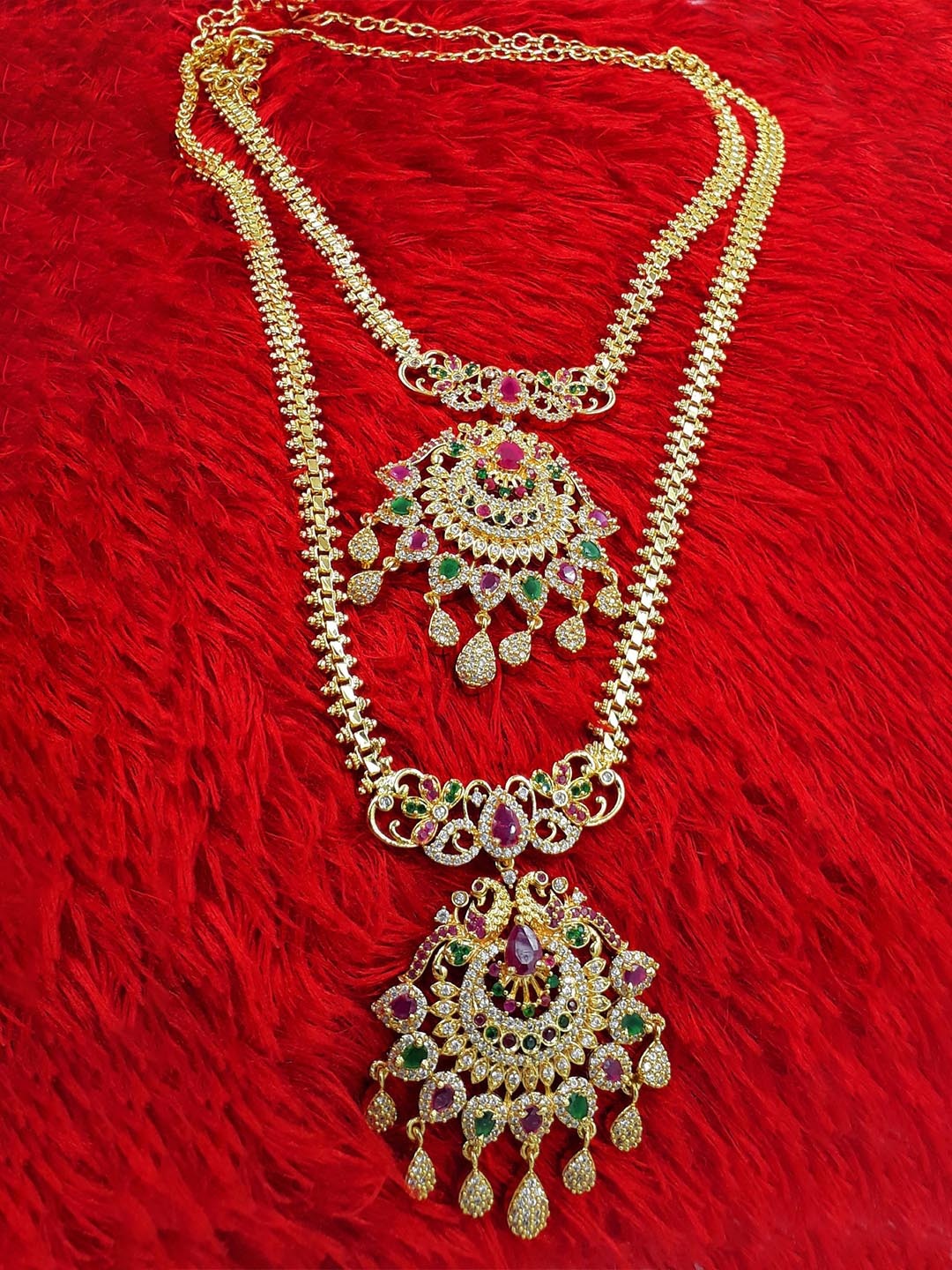

Anujeet Fashion Hub Set Of 2 Gold-Plated Stone Studded Necklace