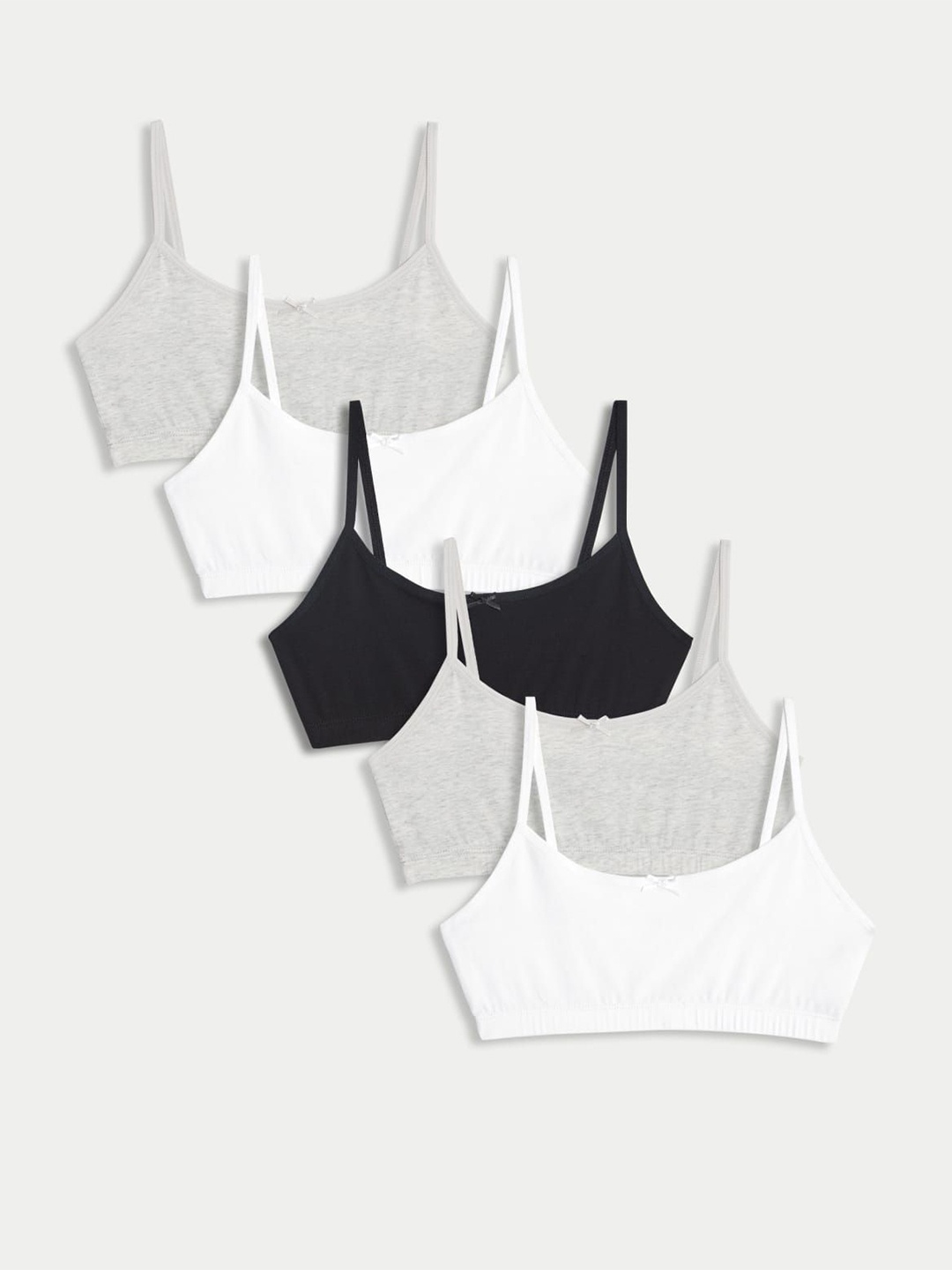 

Marks & Spencer Girls Pack of 5 Cotton Crop Bralette Top, Grey