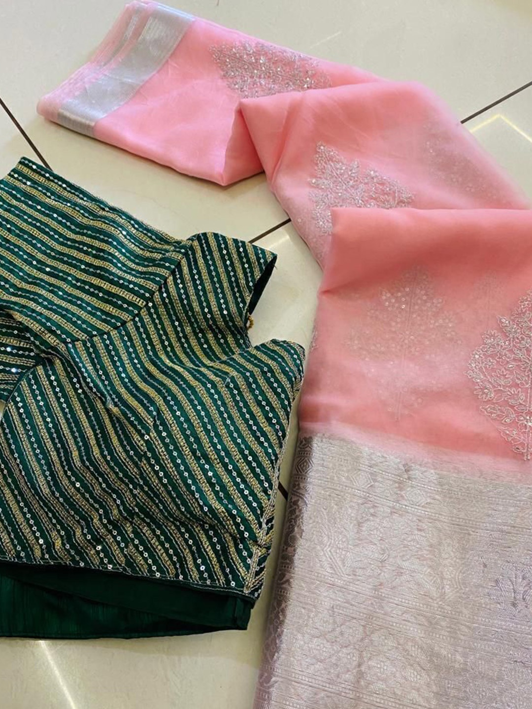 

Upalksh Embellished Zari Kota Saree, Pink