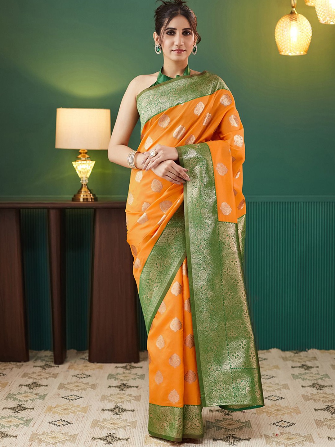 

Mitera Woven Design Banarasi Saree, Orange