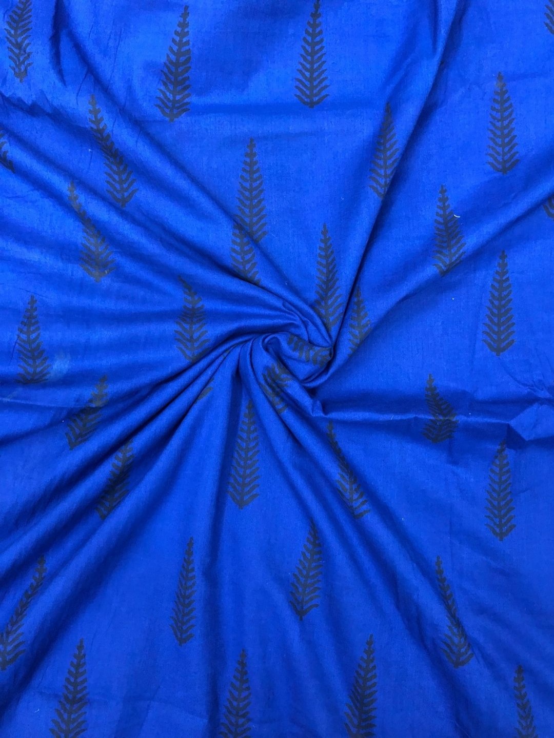

PALASH Floral Printed Block Technique Pure Cotton Unstitched Dress Material, Blue