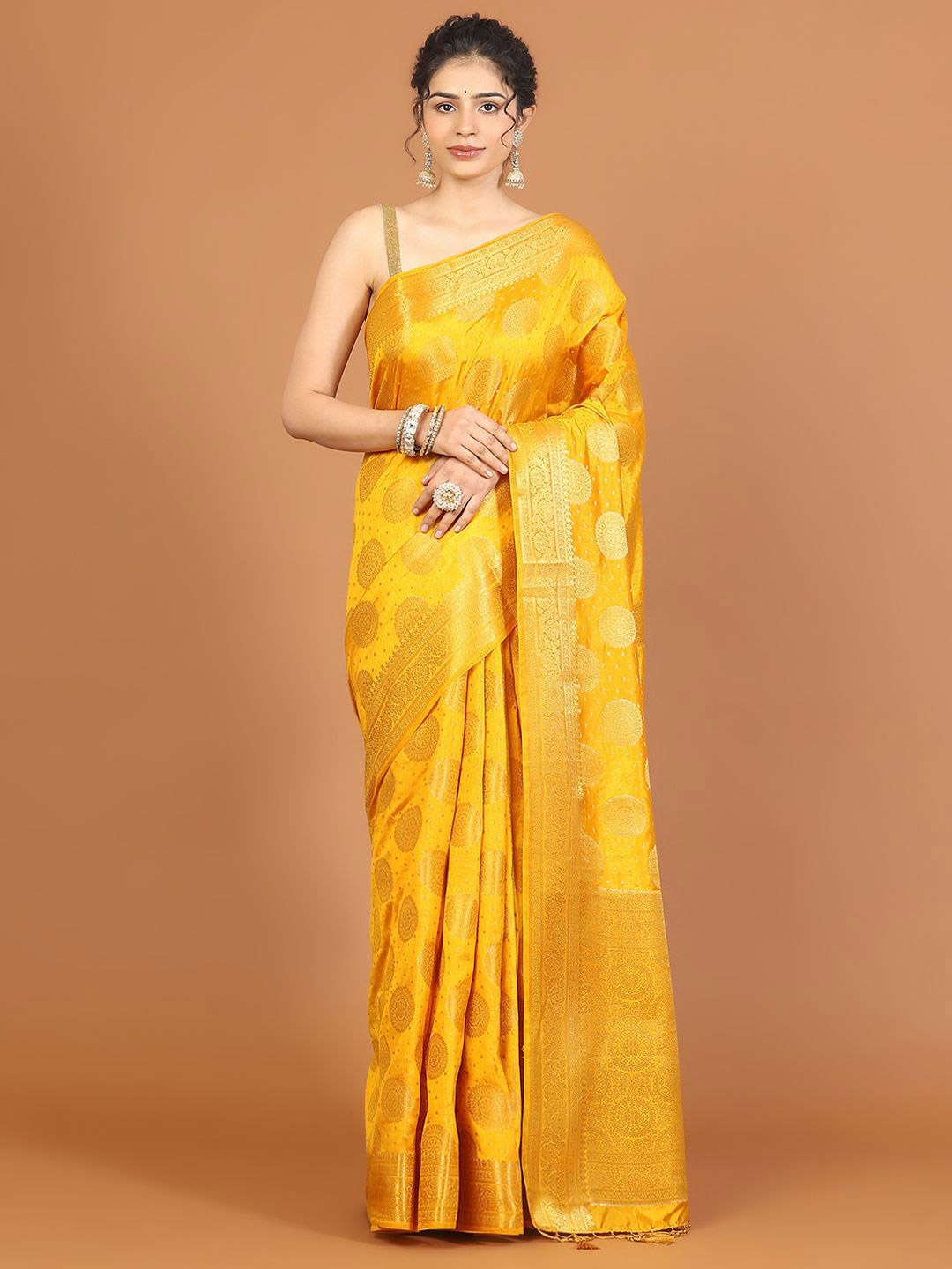 

Meena Bazaar Woven Design Art Silk Saree, Yellow