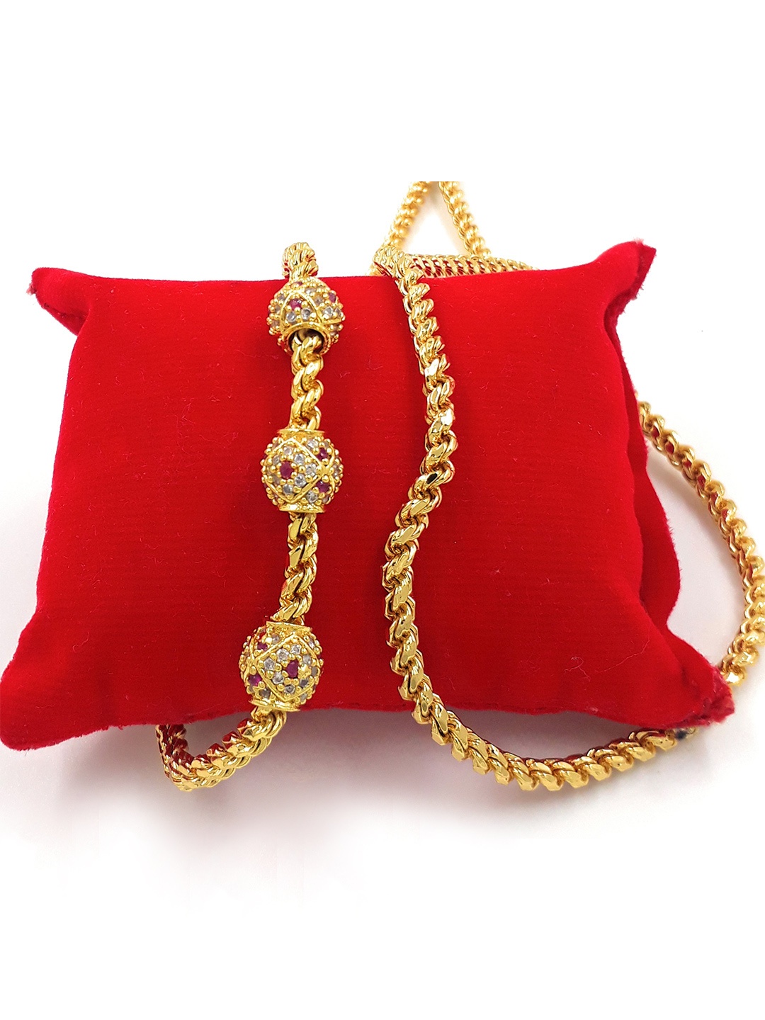 

Anujeet Fashion Hub Gold-Plated Stone Studded Chain