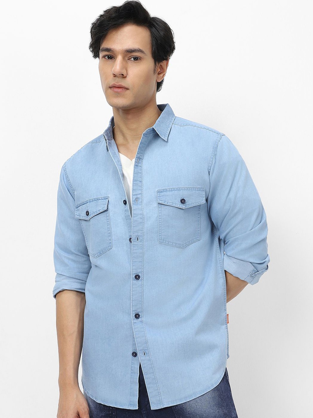 

Urbano Fashion Men Full Sleeve Regular Fit Casual Denim Shirt, Blue
