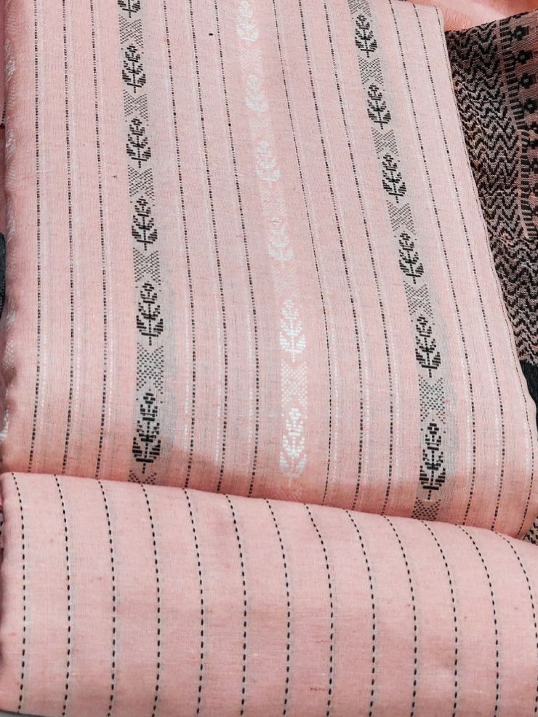 

A TO Z CART Striped Unstitched Dress Material, Pink