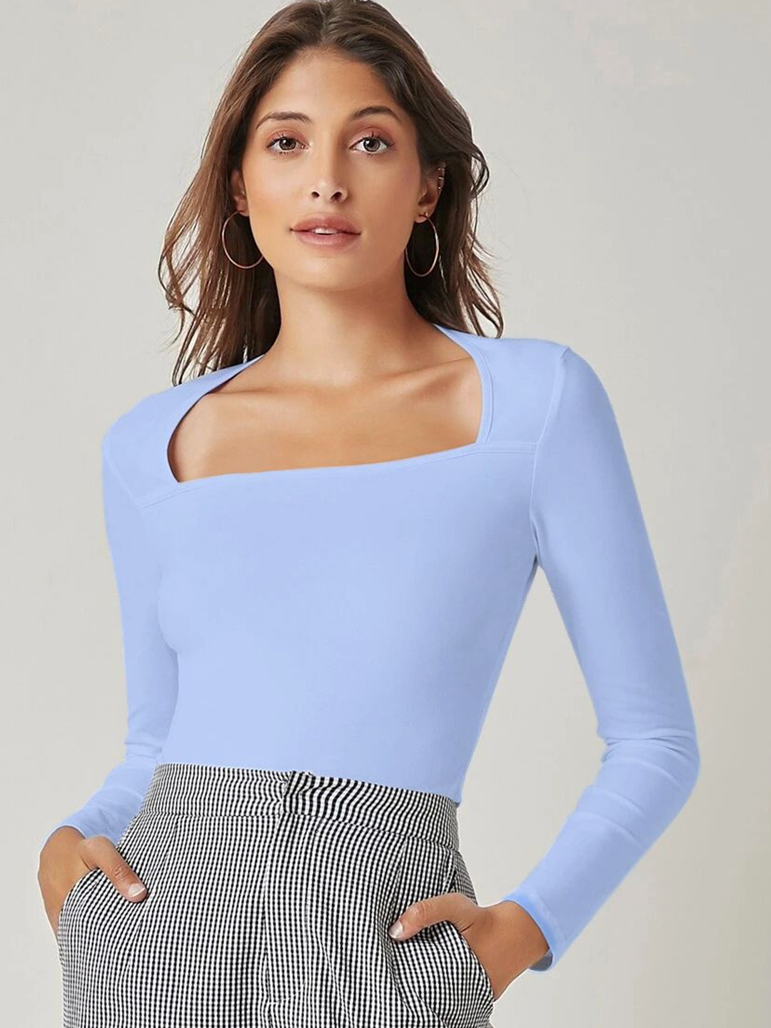 

Stylecast X Slyck Cotton Crop Top, Blue