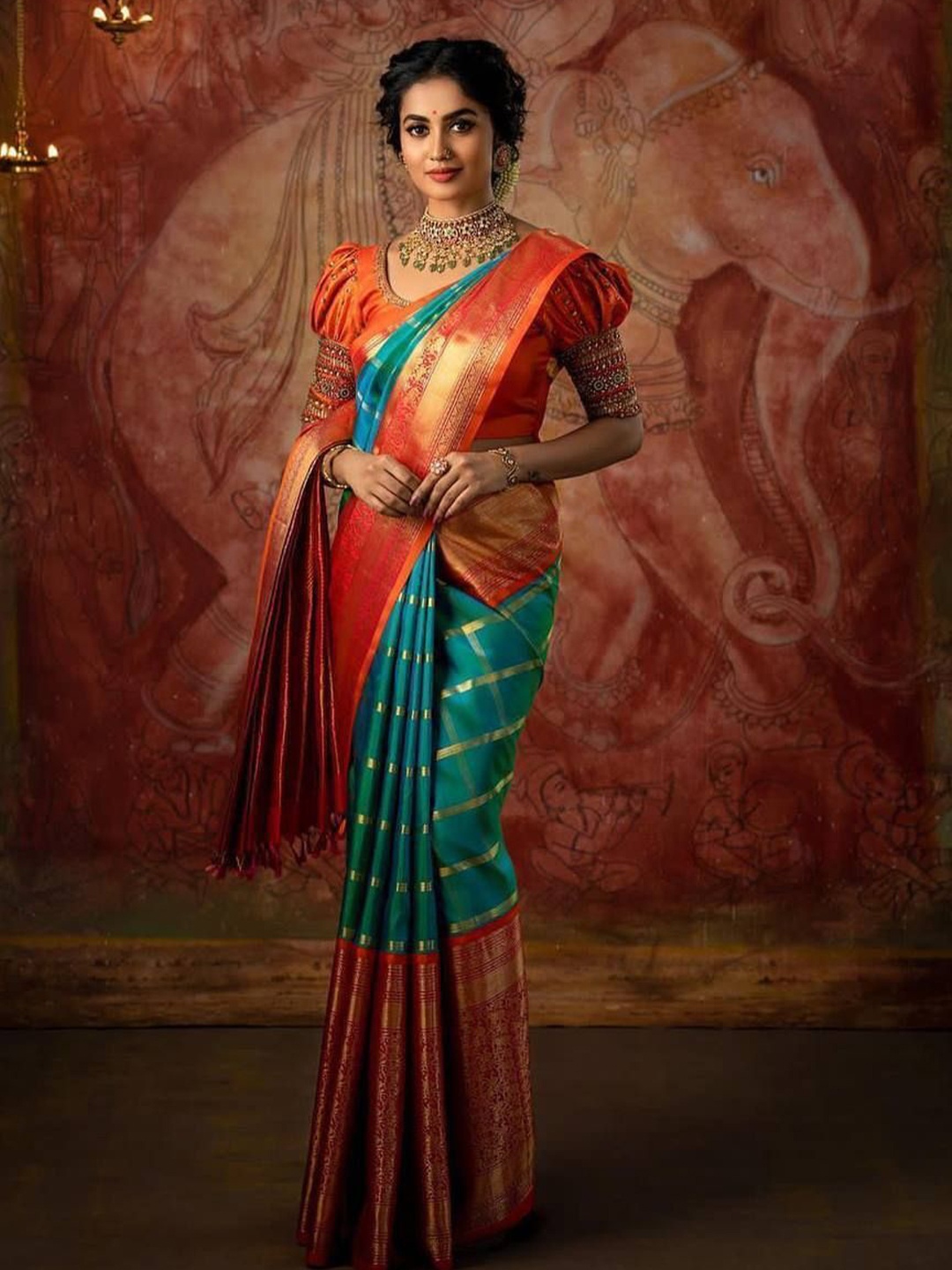 

Upalksh Woven Design Zari Pure Cotton Paithani Saree, Green