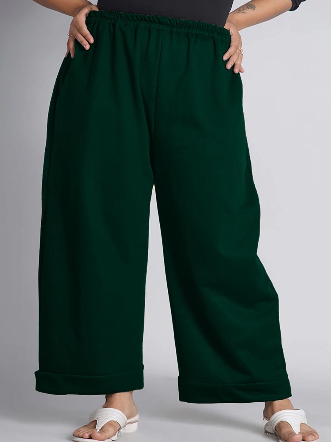 

LetsDressUp Women Bottle Green Fleece Palazzo