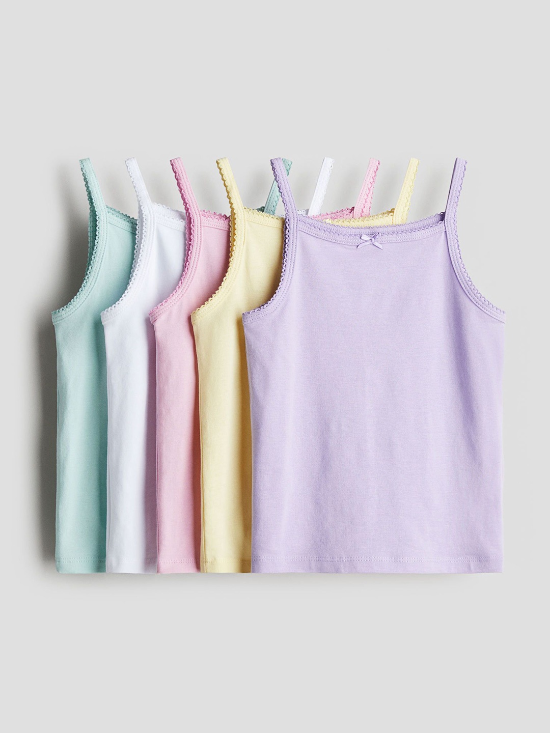 

H&M 5-Pack Jersey Vest Tops, Yellow