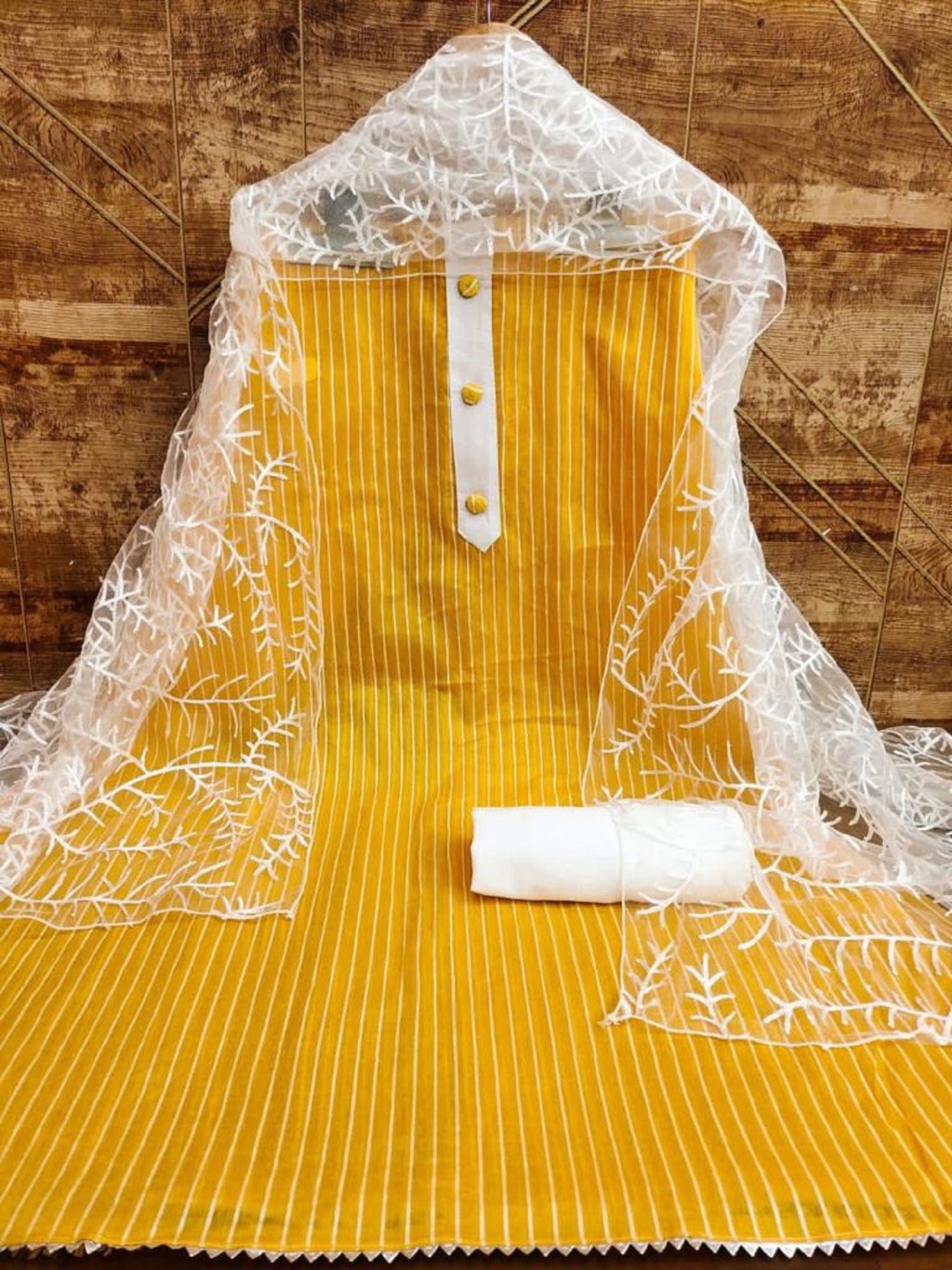 

A TO Z CART Printed Unstitched Dress Material, Yellow
