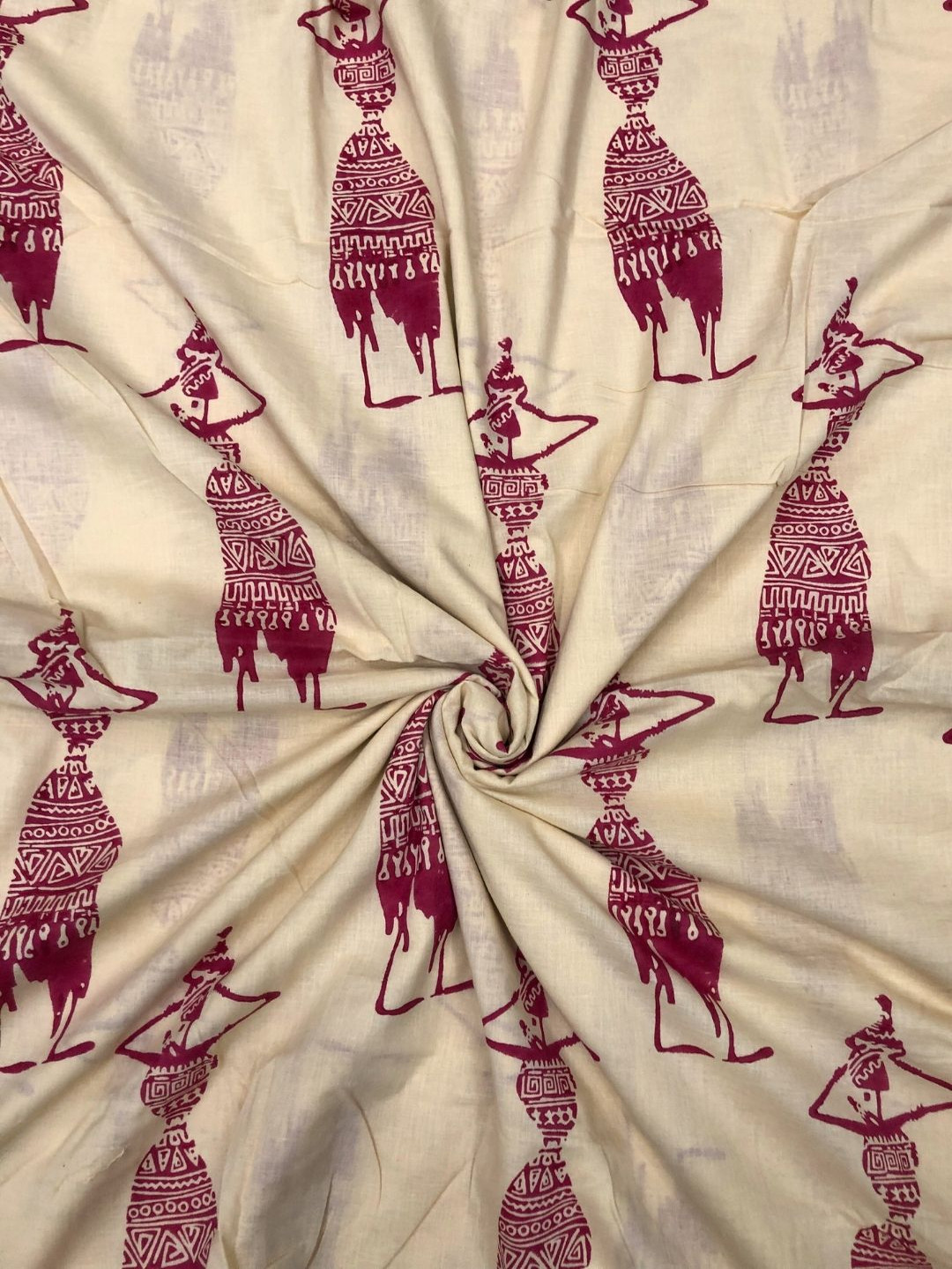 

PALASH Ethnic Motifs Printed Block Technique Pure Cotton Unstitched Dress Material, Beige