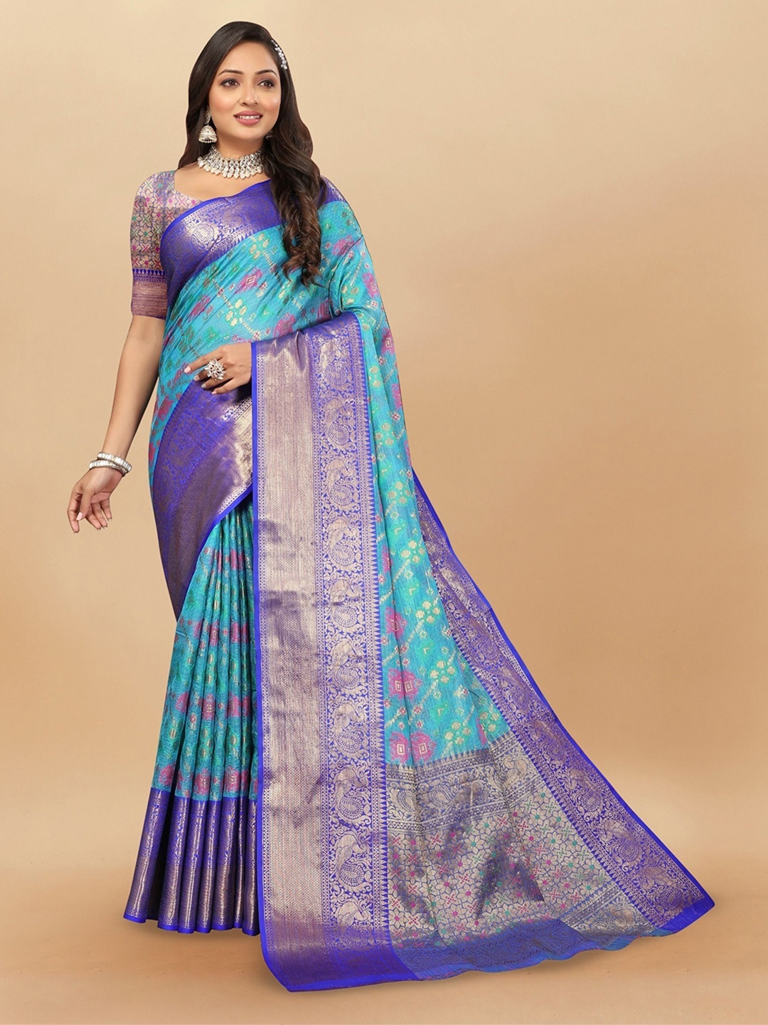 

Upalksh Woven Design Zari Paithani Saree, Blue