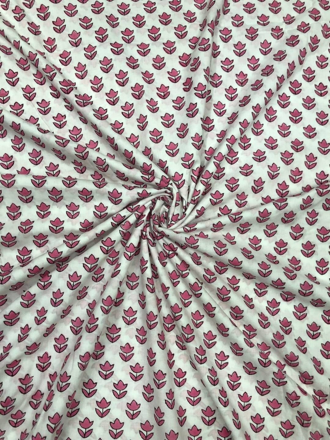 

PALASH Floral Printed Block Technique Pure Cotton Unstitched Dress Material, White