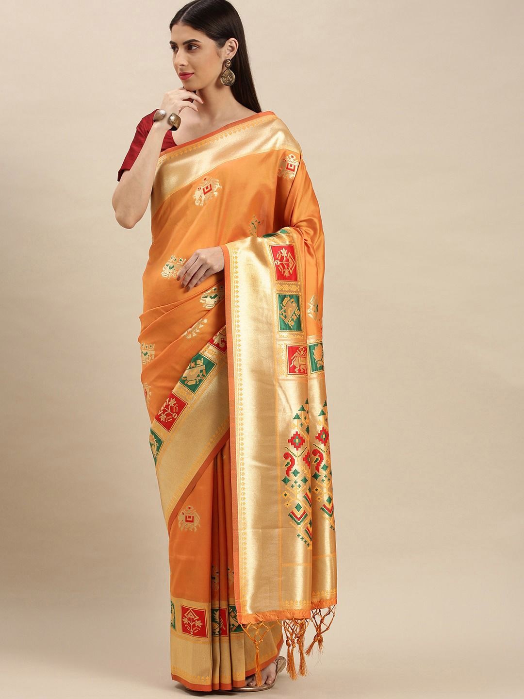 

flaher Woven Design Designer Banarasi Saree, Mustard