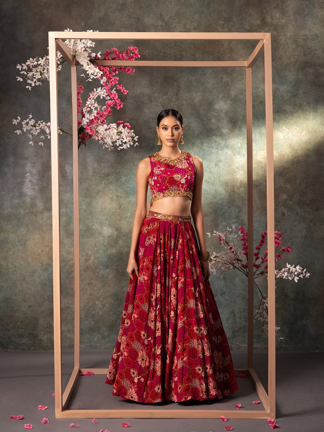 

Mehak Murpana Embroidered Beads and Stones Ready to Wear Lehenga & Blouse, Pink