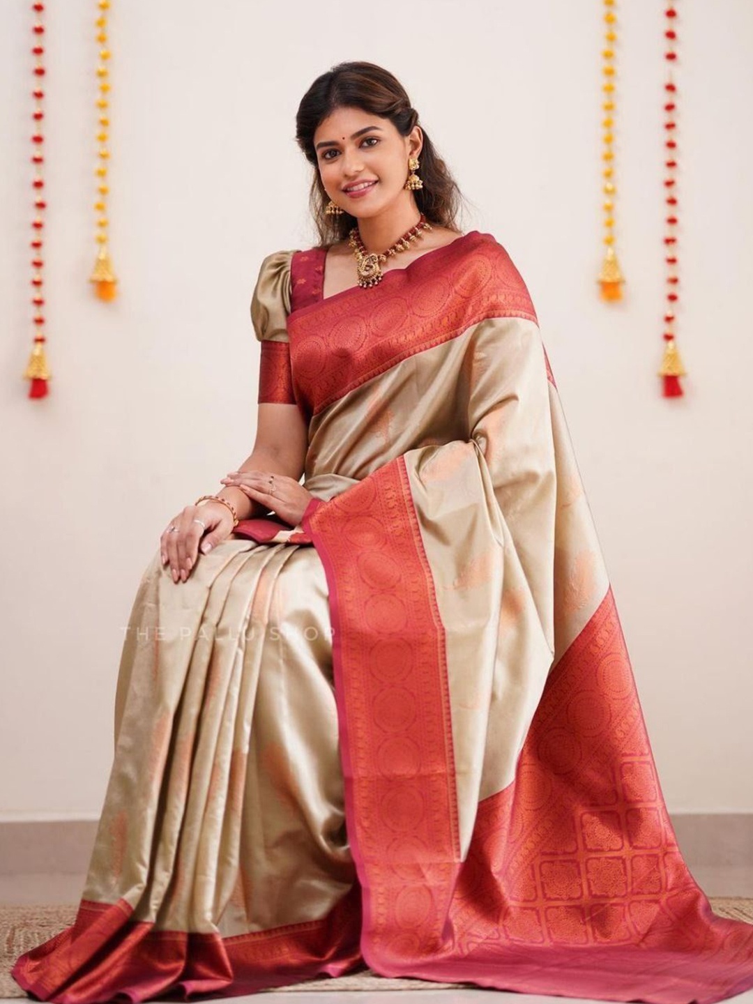 

Anouk Woven Design Banarasi Saree, Cream