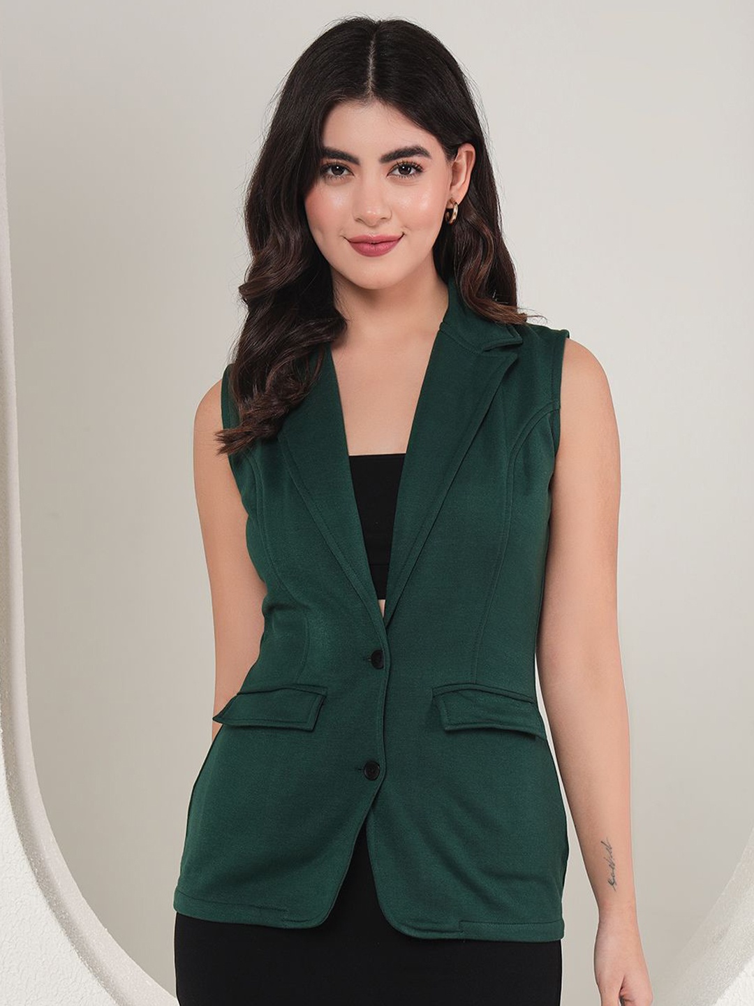 

TANDUL Women Single-Breasted Blazers, Green