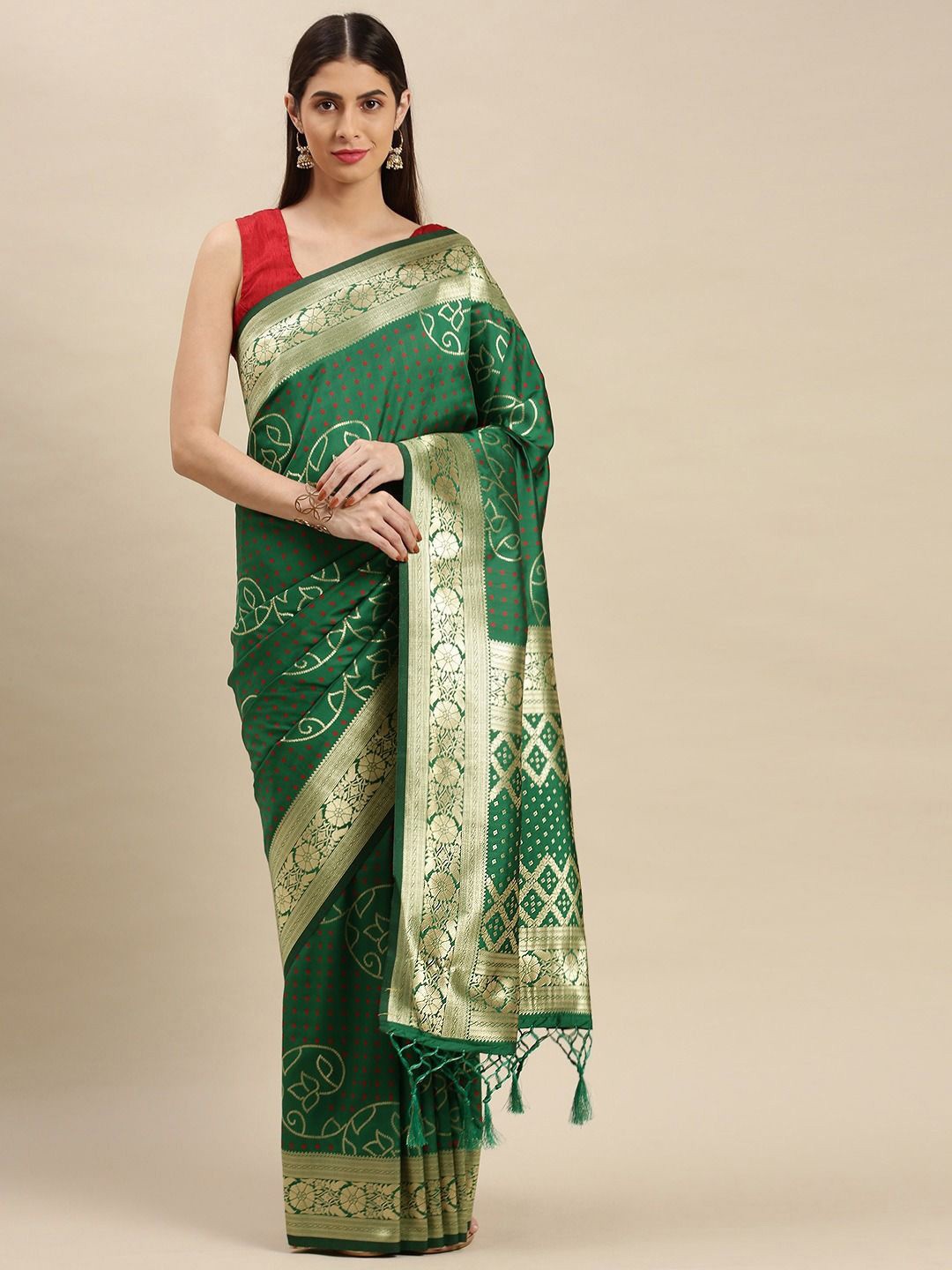 

flaher Woven Design Art Silk Designer Banarasi Saree, Green