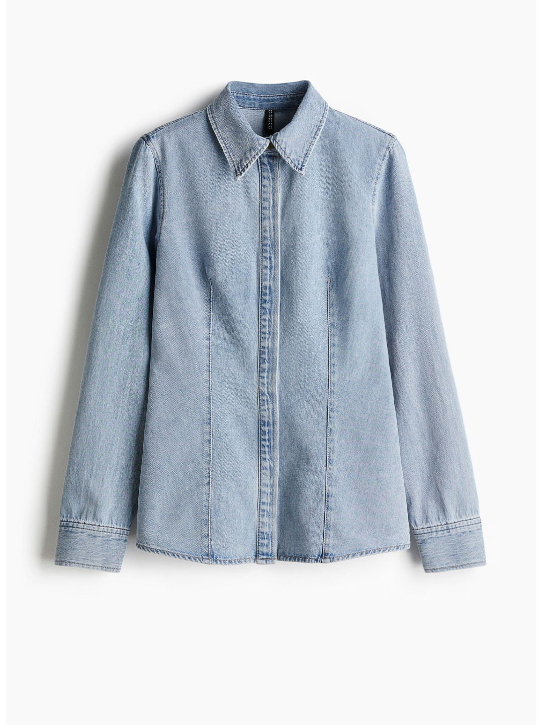 

H&M Tapered-waist denim shirt, Blue