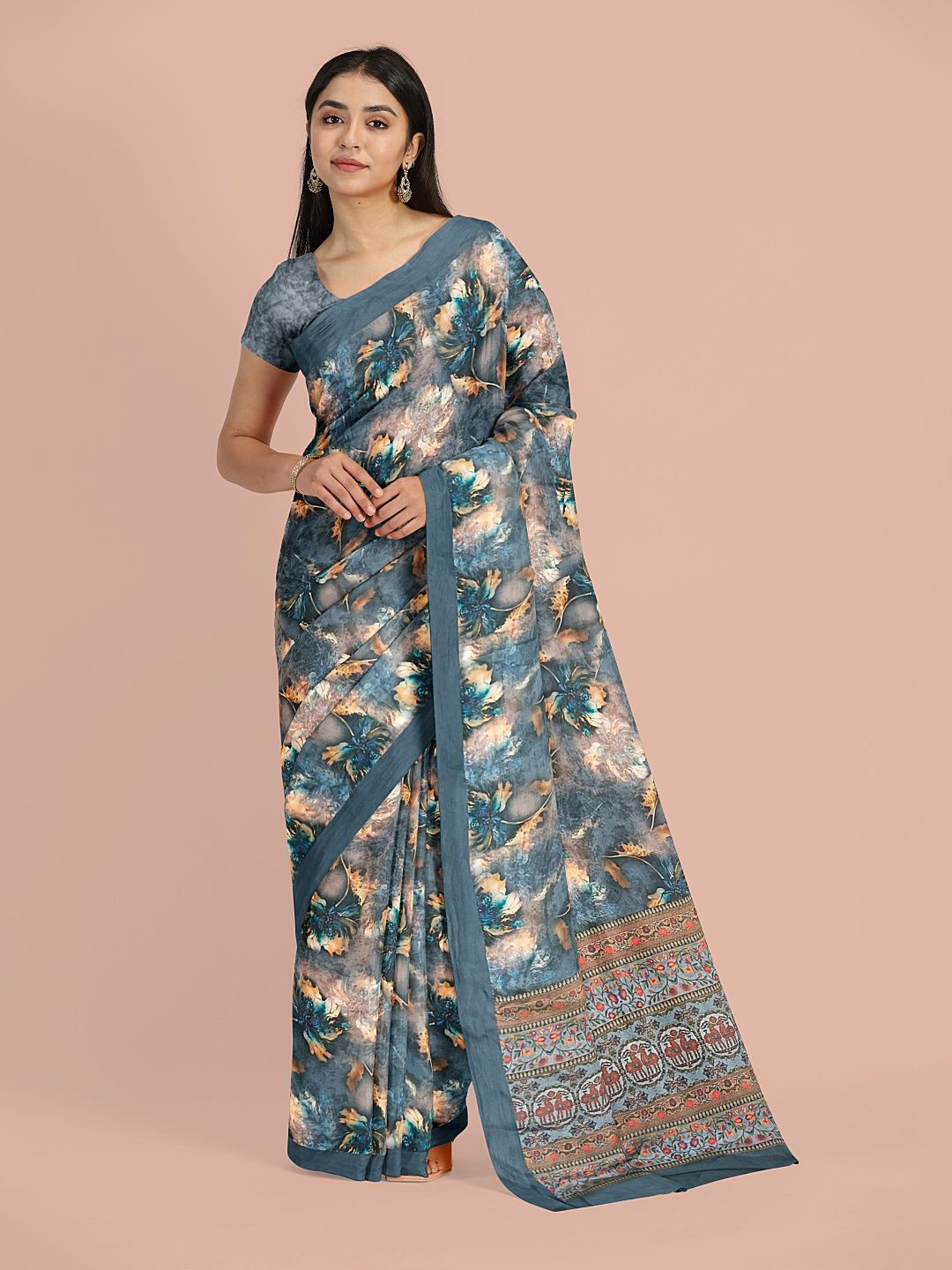 

Avyay Creation Abstract Printed Saree, Blue