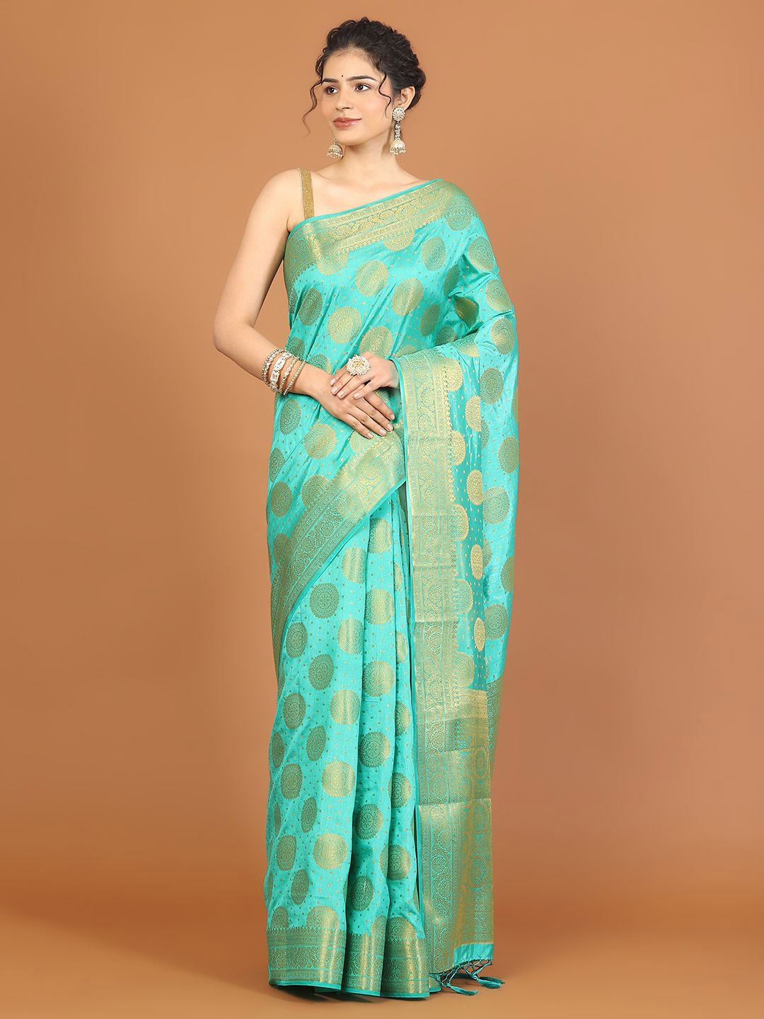 

Meena Bazaar Woven Design Zari Art Silk Saree, Sea green