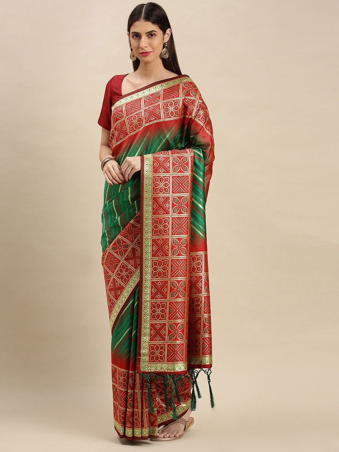 

flaher Woven Design Designer Banarasi Saree, Green