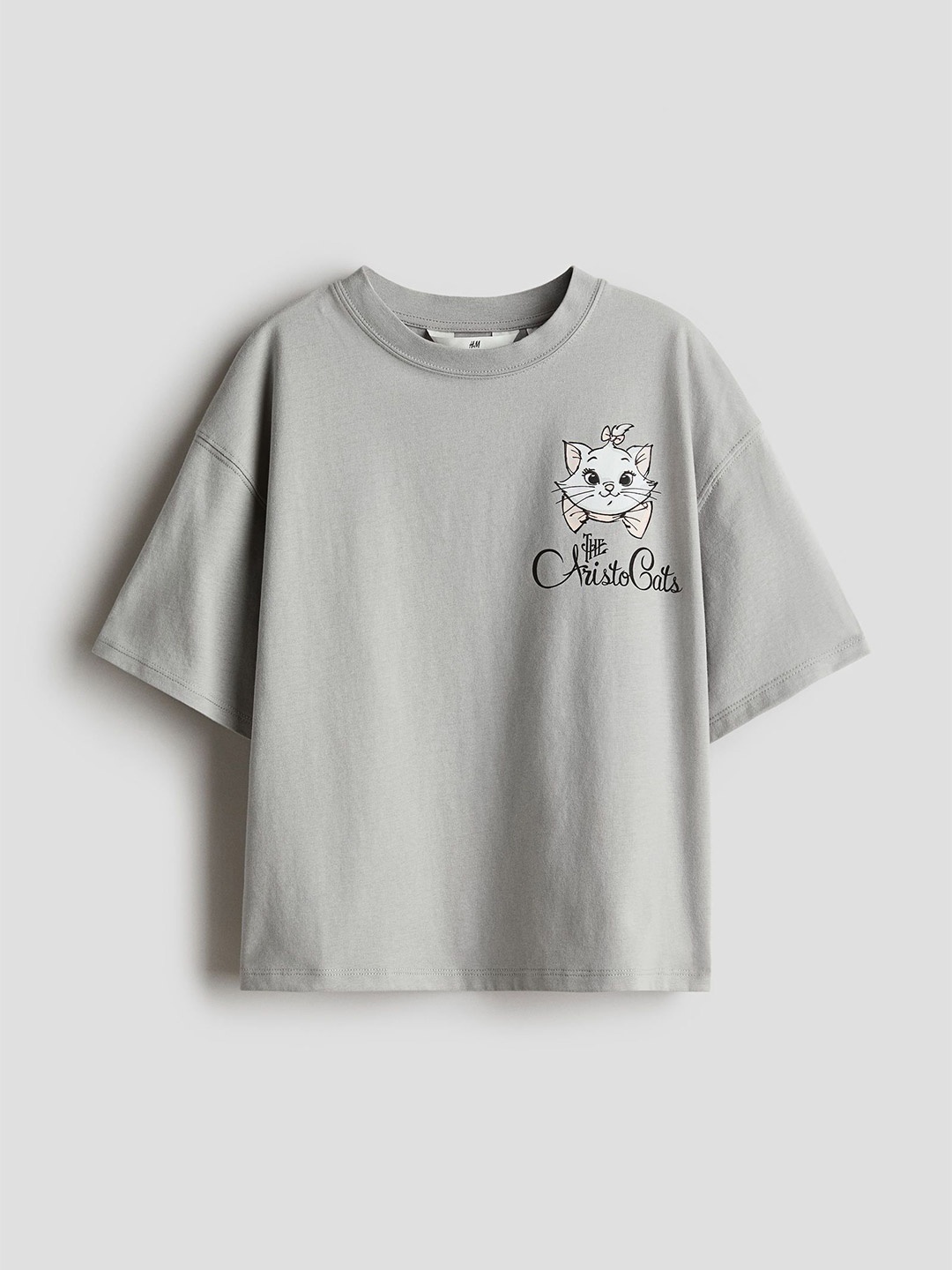

H&M Printed Cotton T-Shirt, Grey